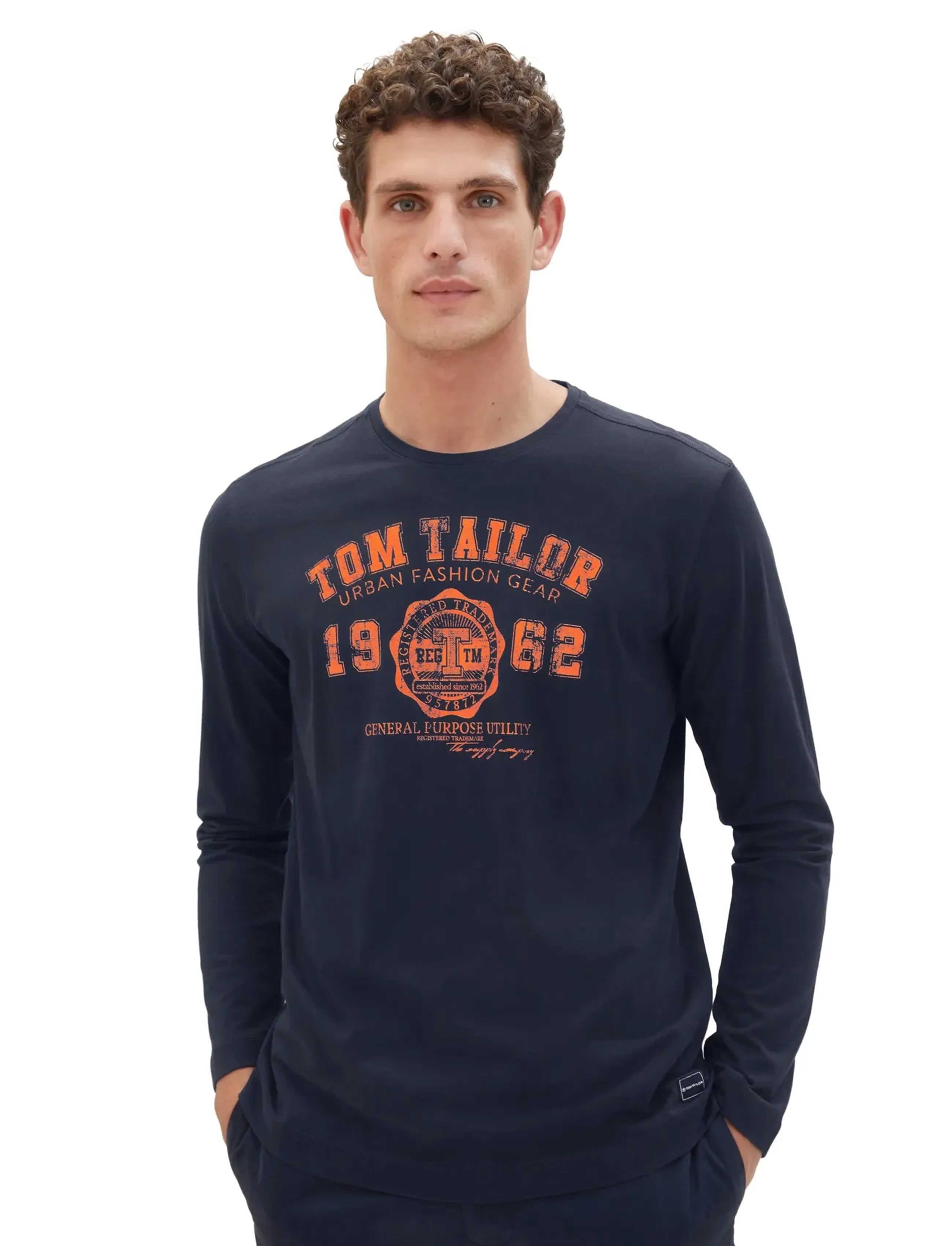 Tom Tailor printed longsleeve - Kleidung - DARK BLUE / navy