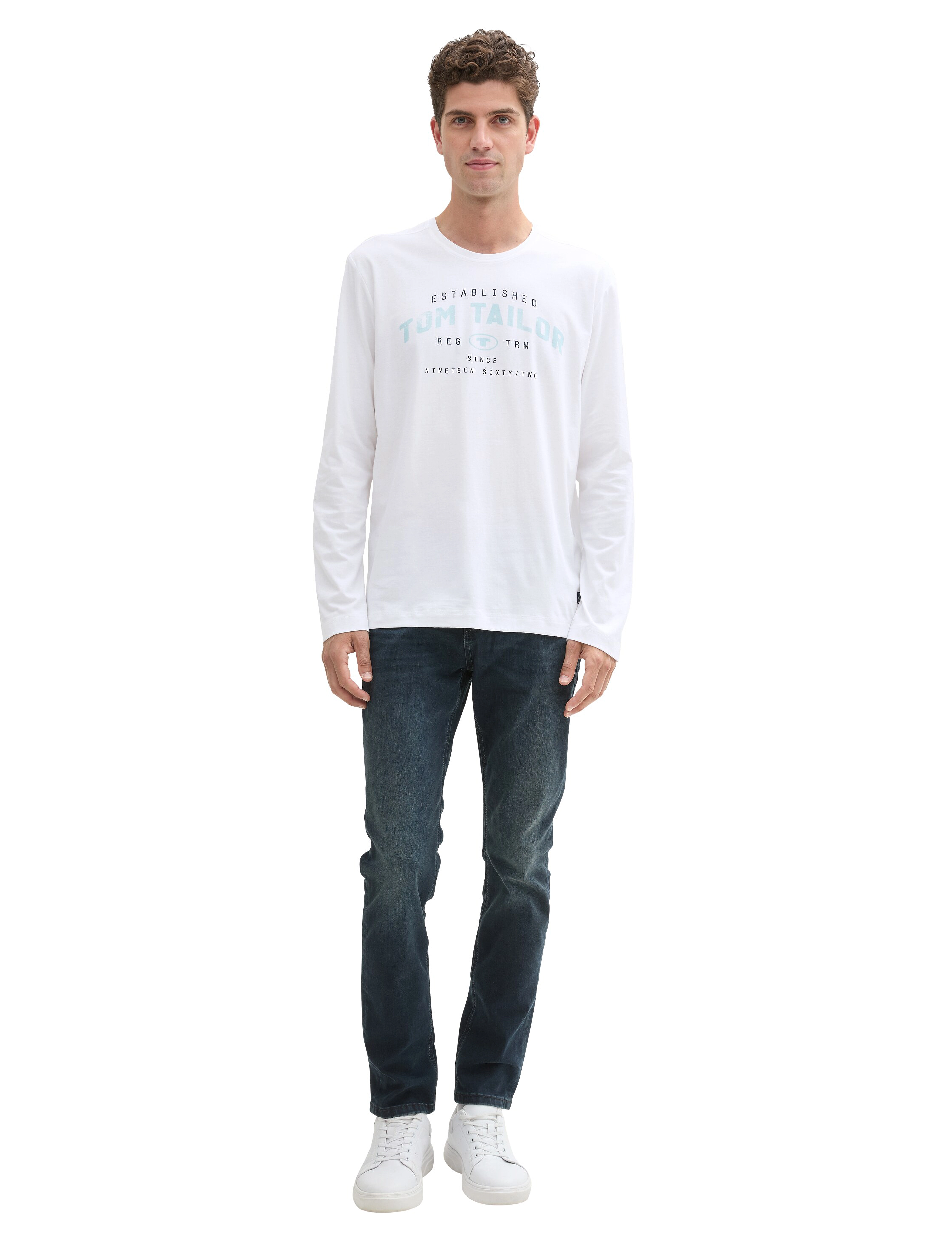 Tom Tailor printed longsleeve - T-shirts - WHITE / white