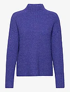 knit pullover mock-neck - CREST BLUE MELANGE