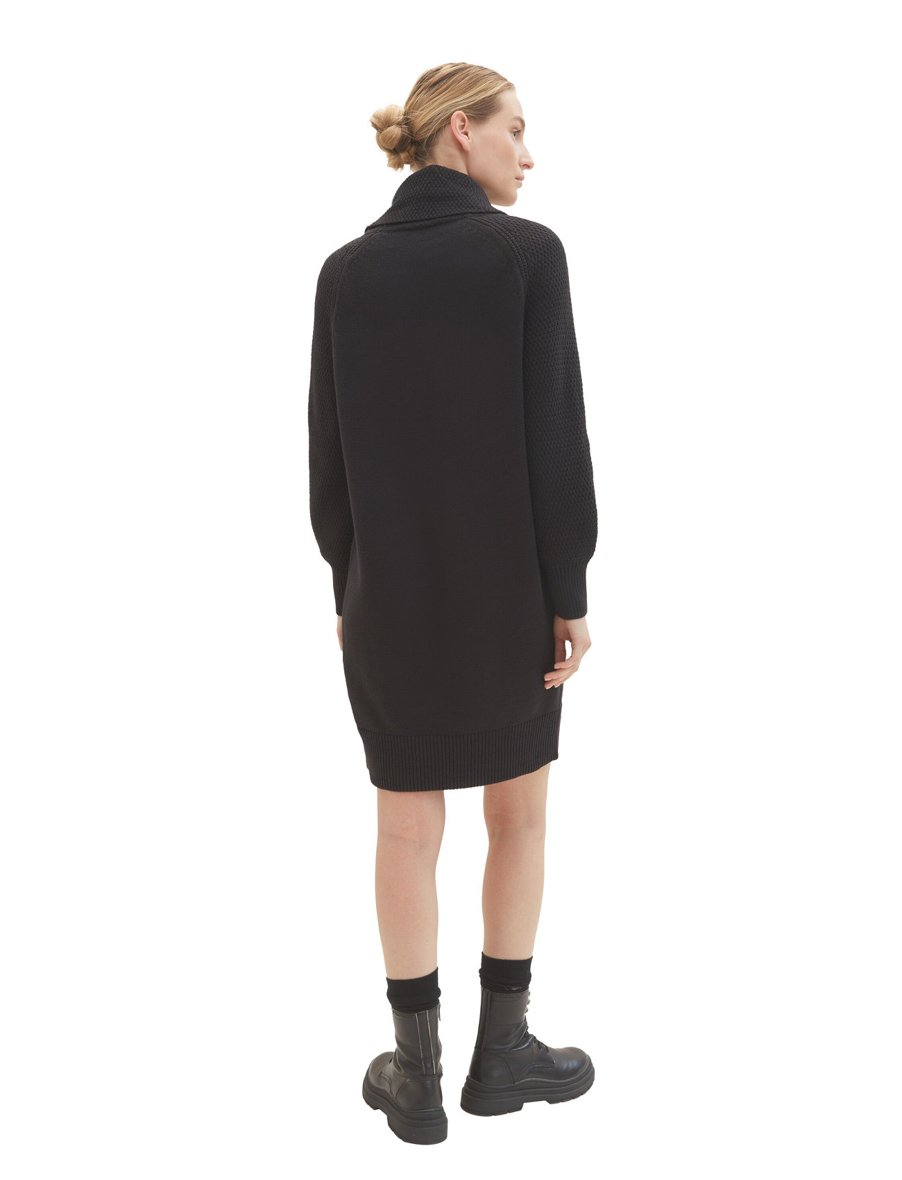 Tom Tailor - dress knitted structure mix - stickade klänningar - deep black - 1