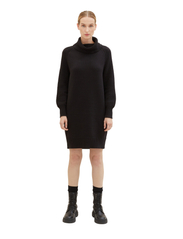 Tom Tailor - dress knitted structure mix - stickade klänningar - deep black - 2
