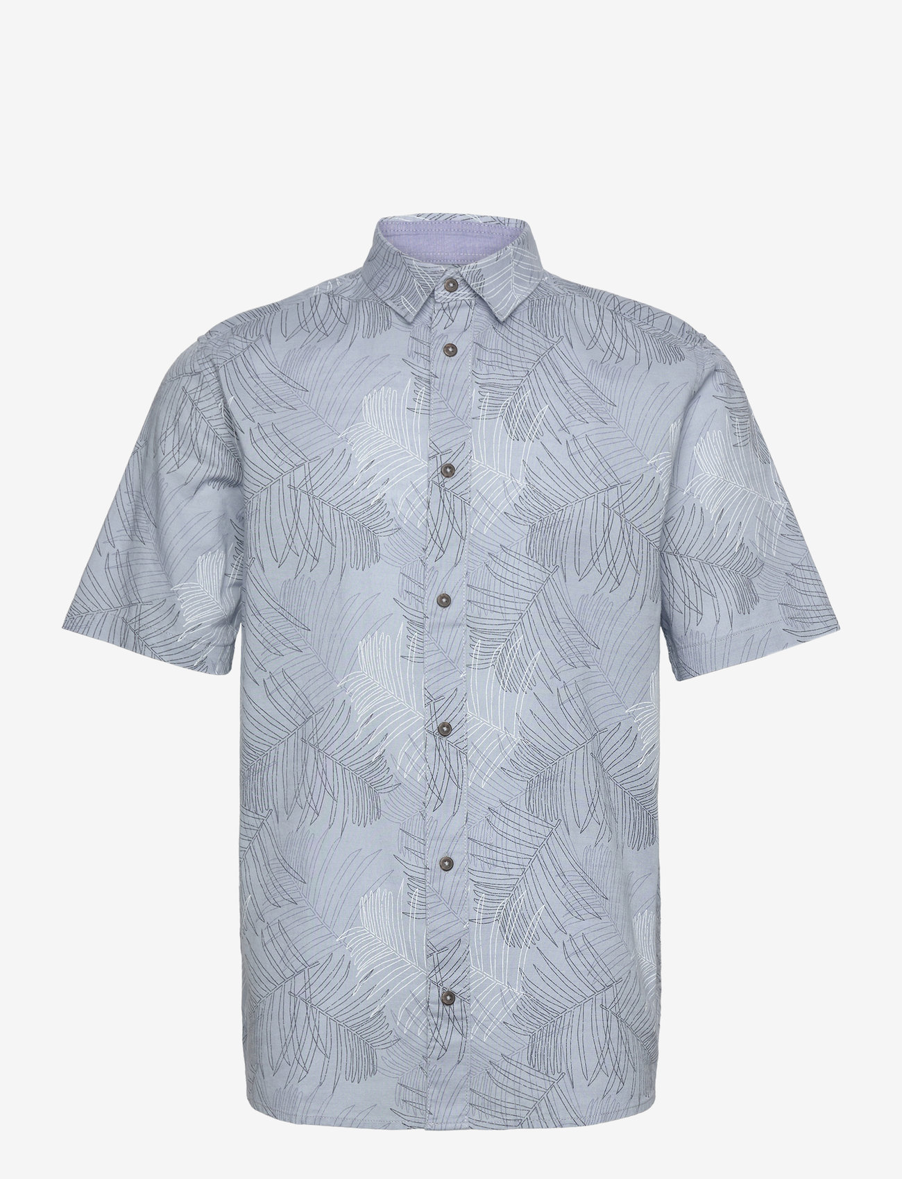 Tom Tailor - comfort printed shirt - blue multicolor leaf design - 0