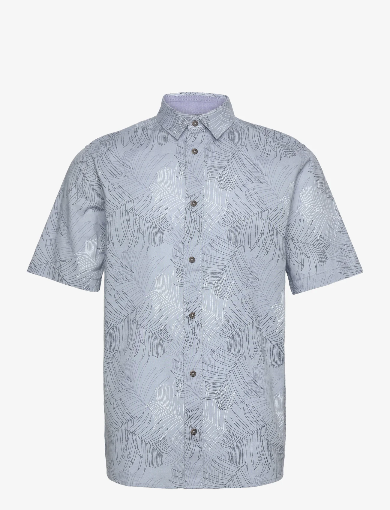 Tom Tailor - comfort printed shirt - short-sleeved shirts - blue multicolor leaf design - 0