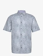 comfort printed shirt - BLUE MULTICOLOR LEAF DESIGN