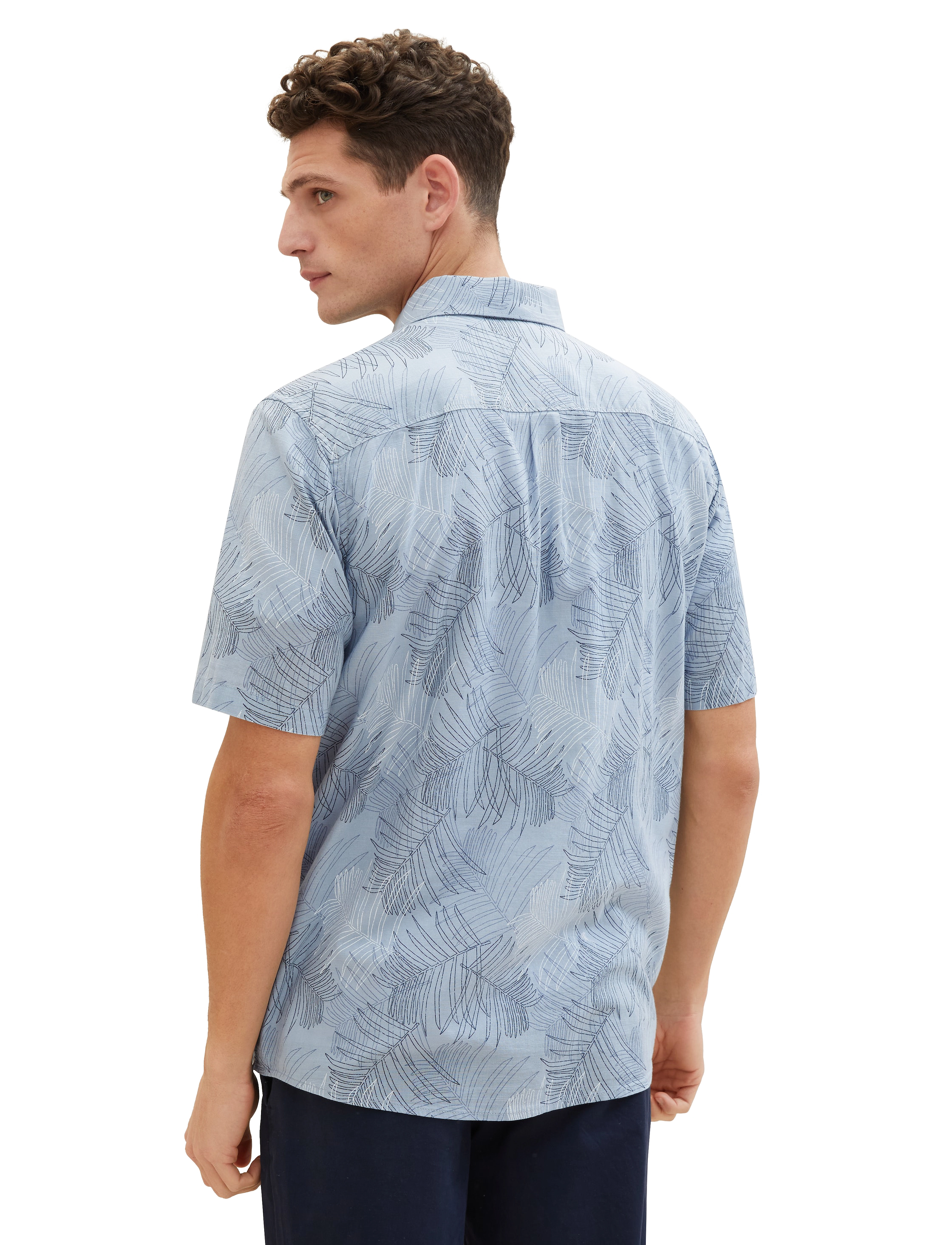 Tom Tailor - comfort printed shirt - blue multicolor leaf design - 4