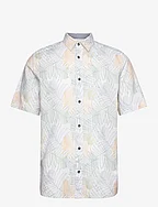 comfort printed shirt - WHITE MULTICOLOR LEAF DESIGN