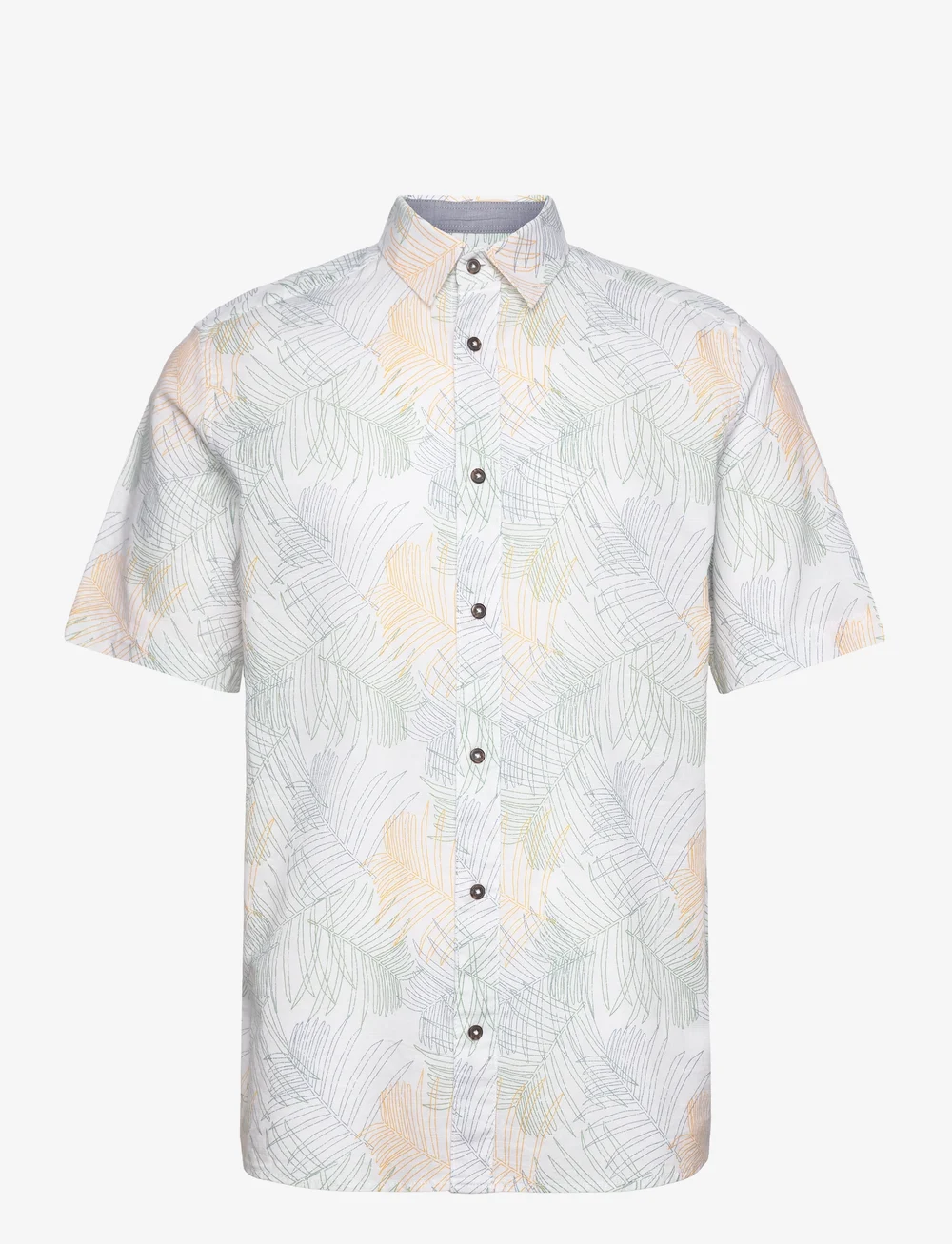 Tom Tailor - comfort printed shirt - kortärmade skjortor - white multicolor leaf design - 1