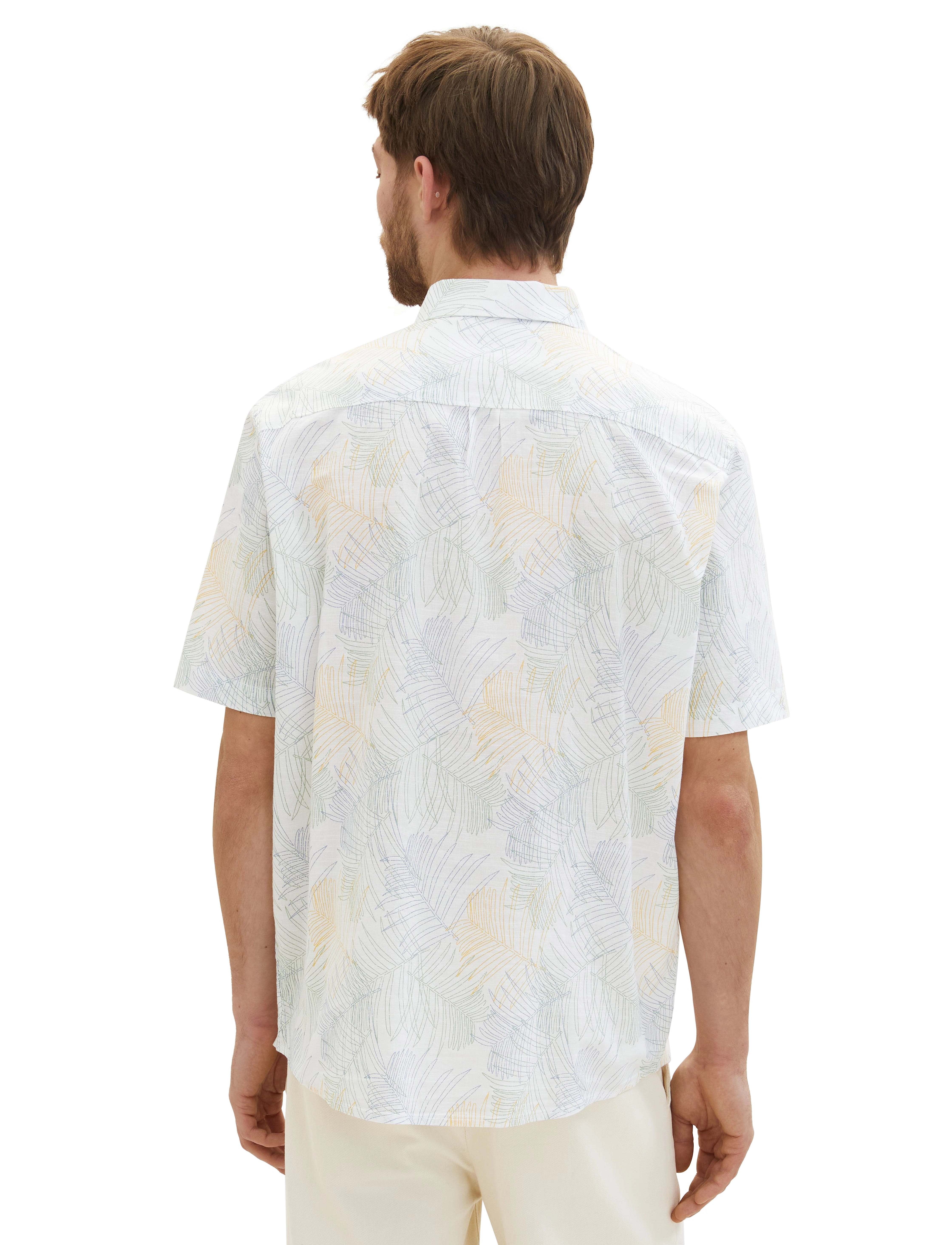 Tom Tailor - comfort printed shirt - white multicolor leaf design - 3