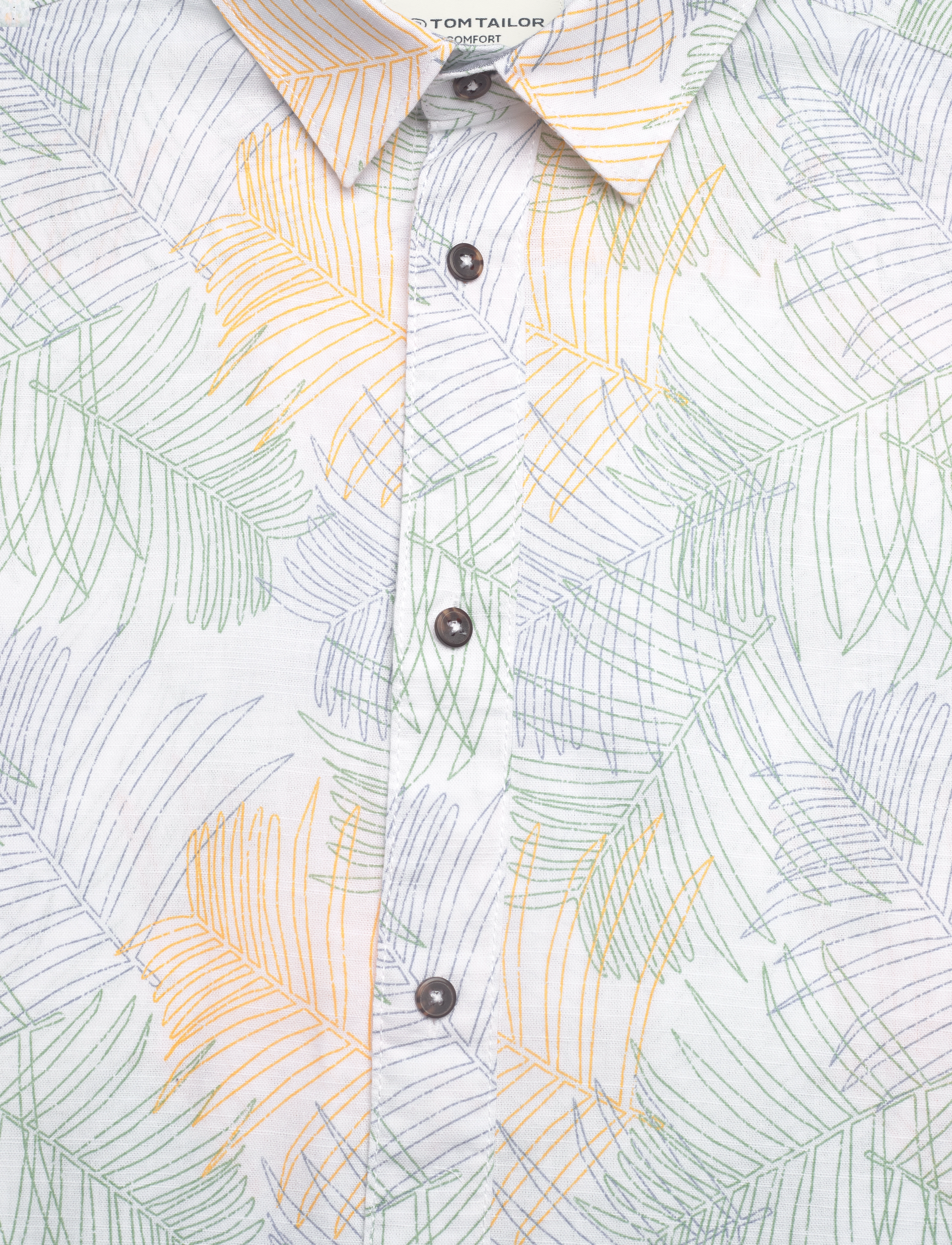 Tom Tailor - comfort printed shirt - white multicolor leaf design - 3