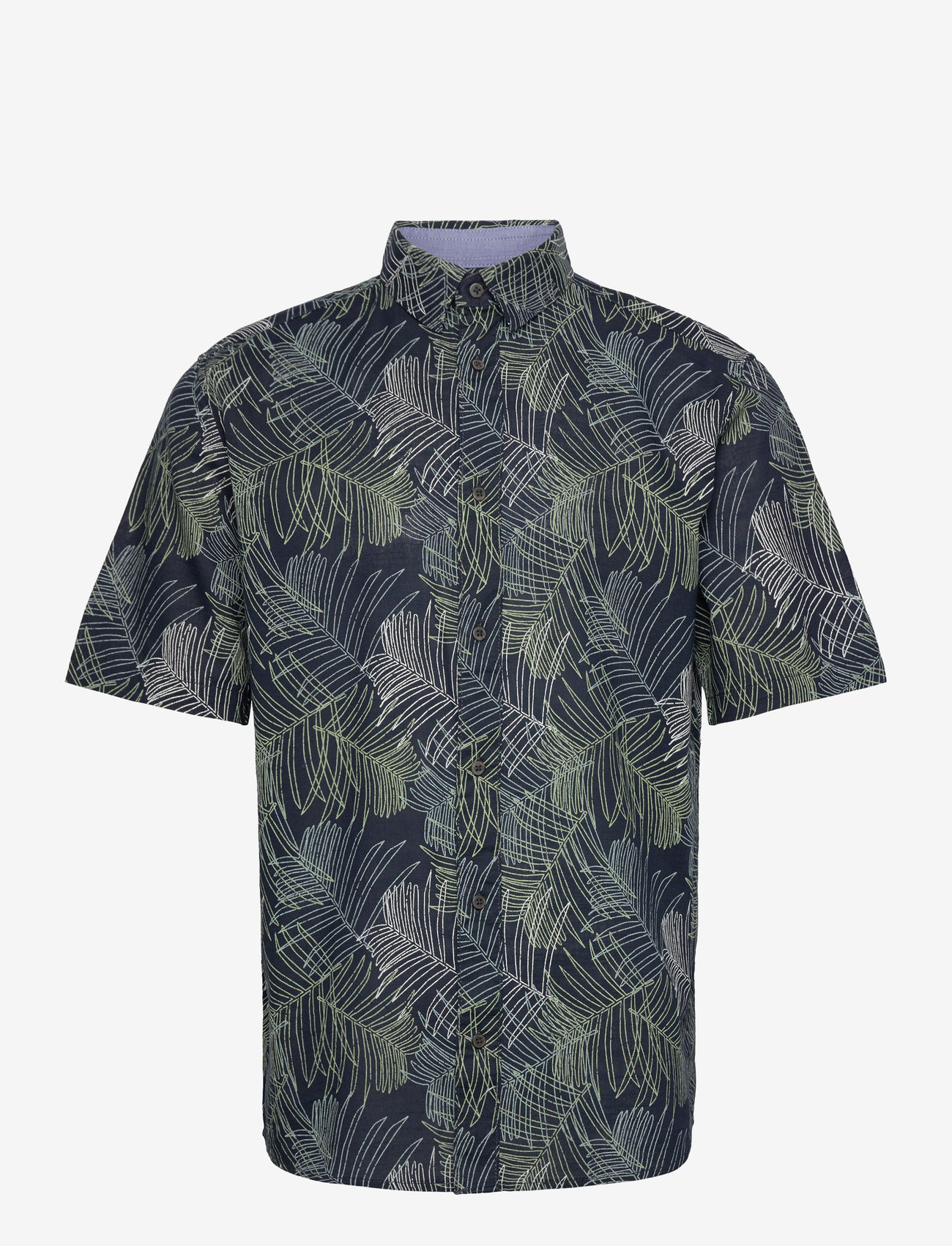 Tom Tailor - comfort printed shirt - navy multicolor leaf design - 1