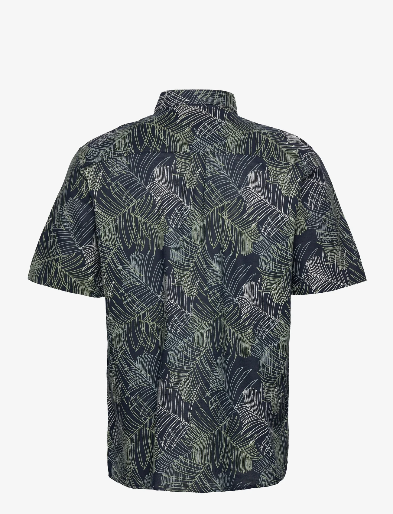 Tom Tailor - comfort printed shirt - lyhythihaiset kauluspaidat - navy multicolor leaf design - 1
