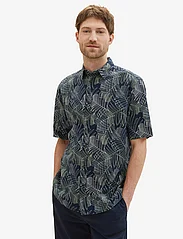 Tom Tailor - comfort printed shirt - lyhythihaiset kauluspaidat - navy multicolor leaf design - 2
