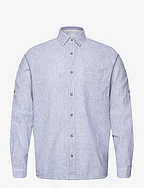 comfort cotton linen shirt - BLUE FINE STRIPE