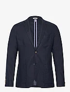 cotton linen blazer - SKY CAPTAIN BLUE HERRINGBONE