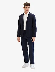Tom Tailor - cotton linen blazer - dobbeltspente blazere - sky captain blue herringbone - 4