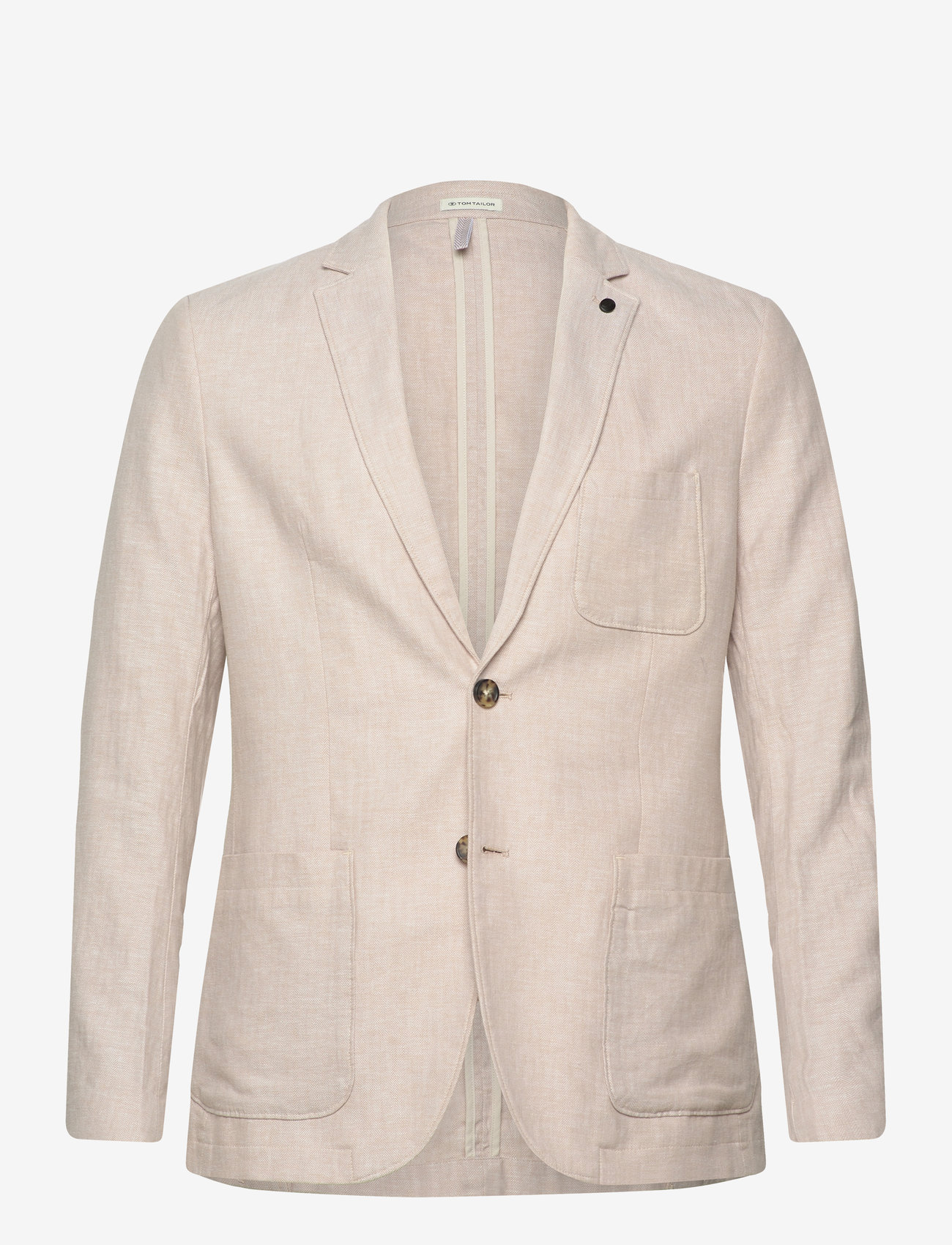 Tom Tailor - cotton linen blazer - camel beige herringbone - 0