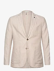 Tom Tailor - cotton linen blazer - dobbeltspente blazere - camel beige herringbone - 0