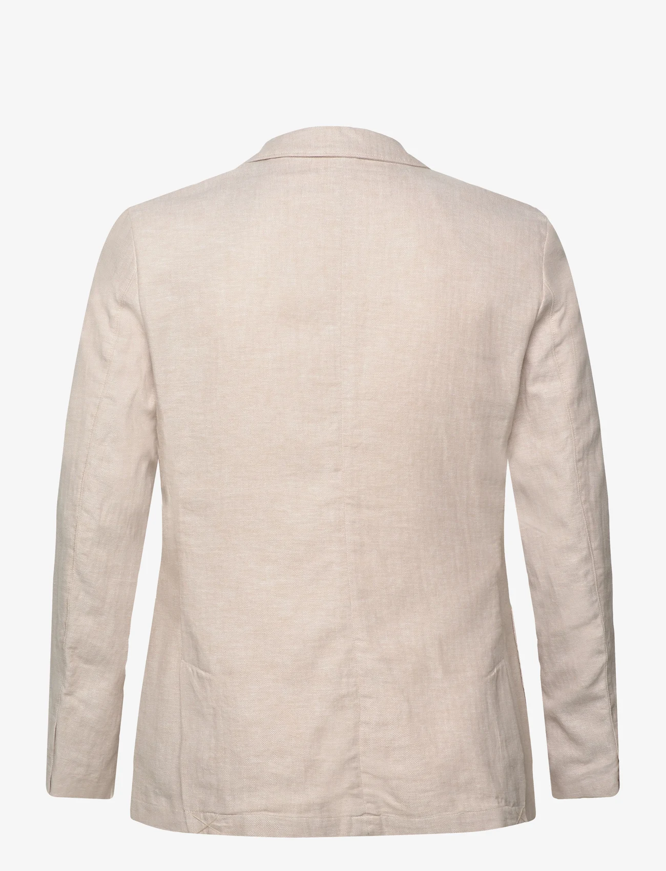 Tom Tailor - cotton linen blazer - dobbeltspente blazere - camel beige herringbone - 1