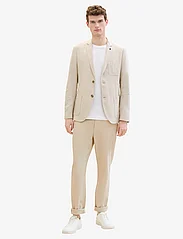 Tom Tailor - cotton linen blazer - dobbeltradede blazere - camel beige herringbone - 3