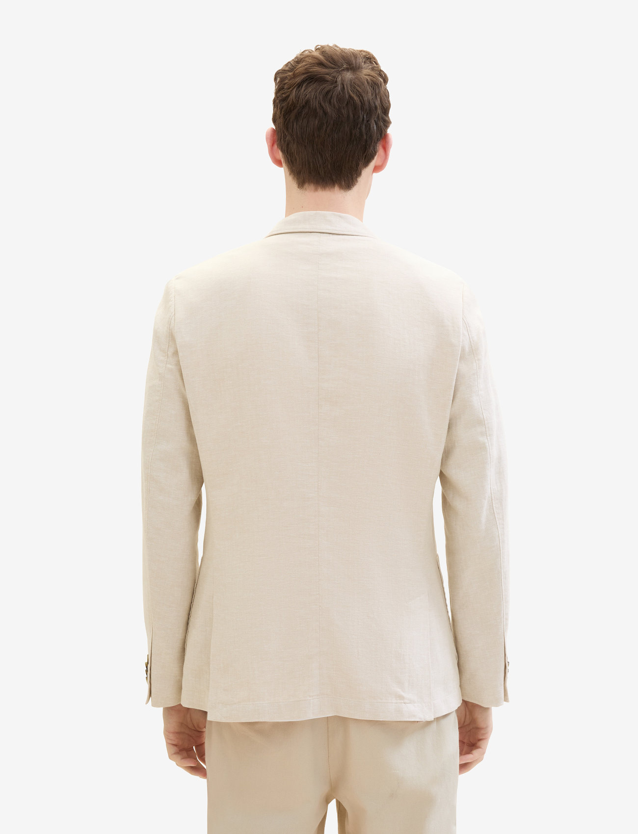 Tom Tailor - cotton linen blazer - camel beige herringbone - 4