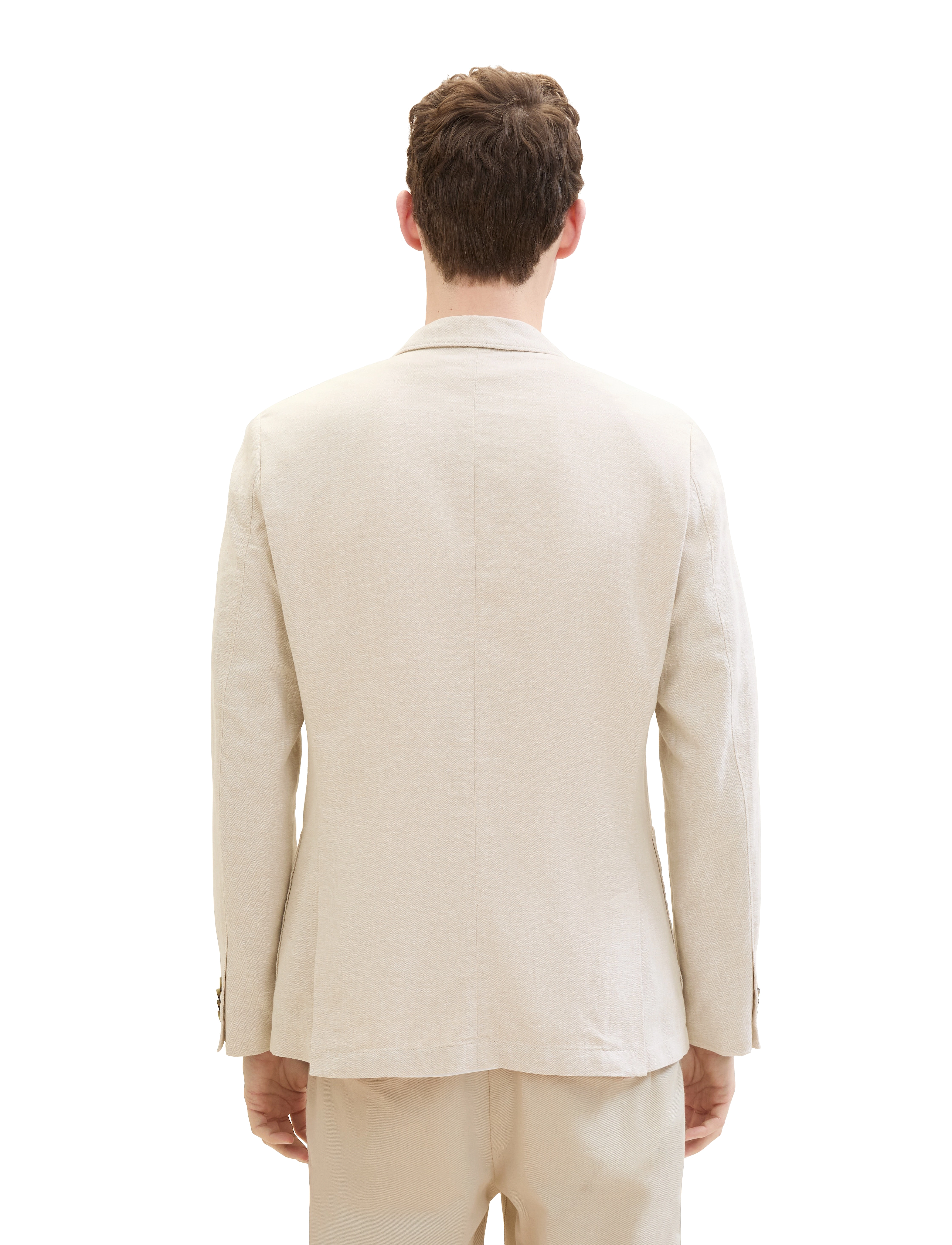 Tom Tailor - cotton linen blazer - camel beige herringbone - 4