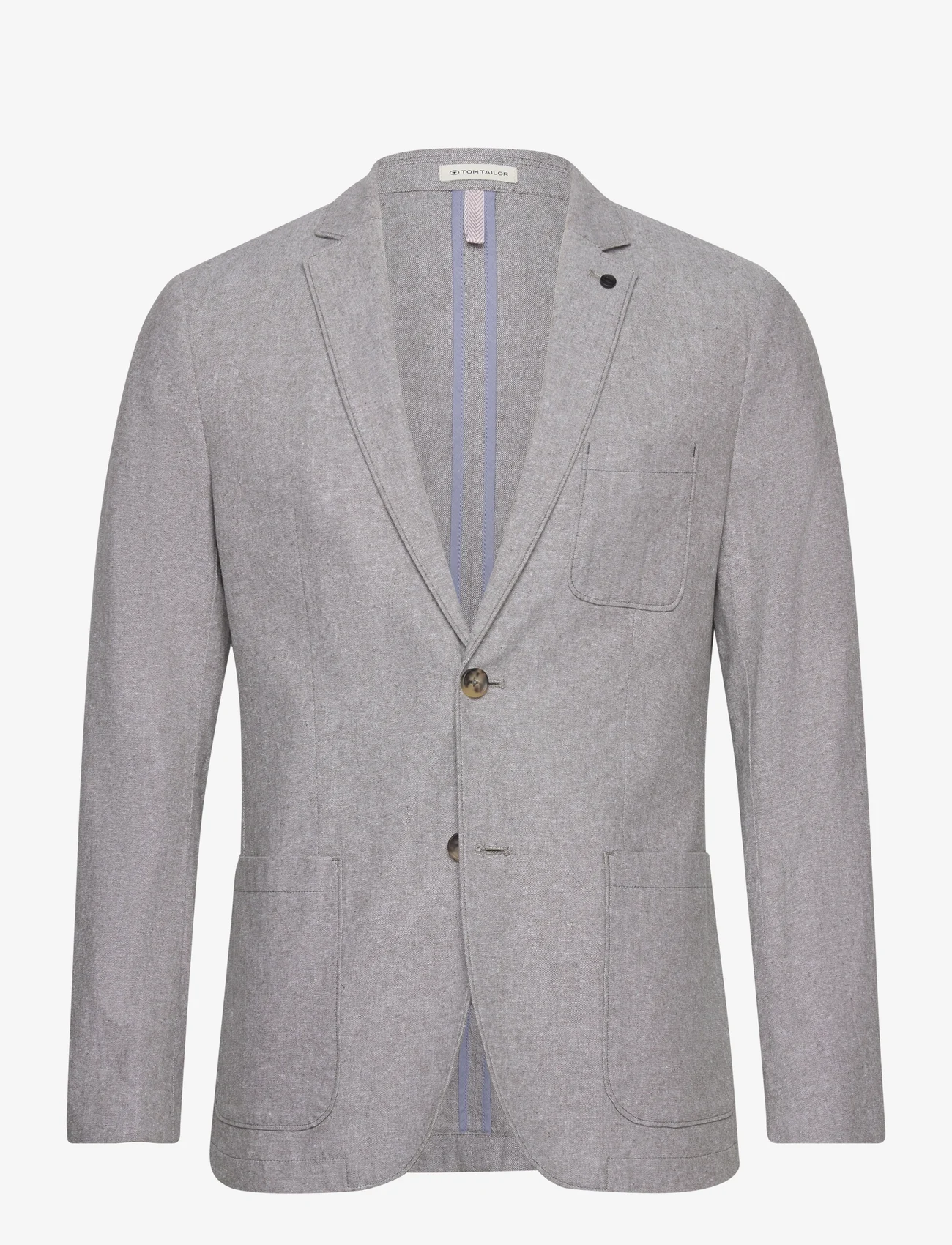 Tom Tailor - cotton linen blazer - kahehe rinnatisega pintsakud - smokey olive green chambray - 0