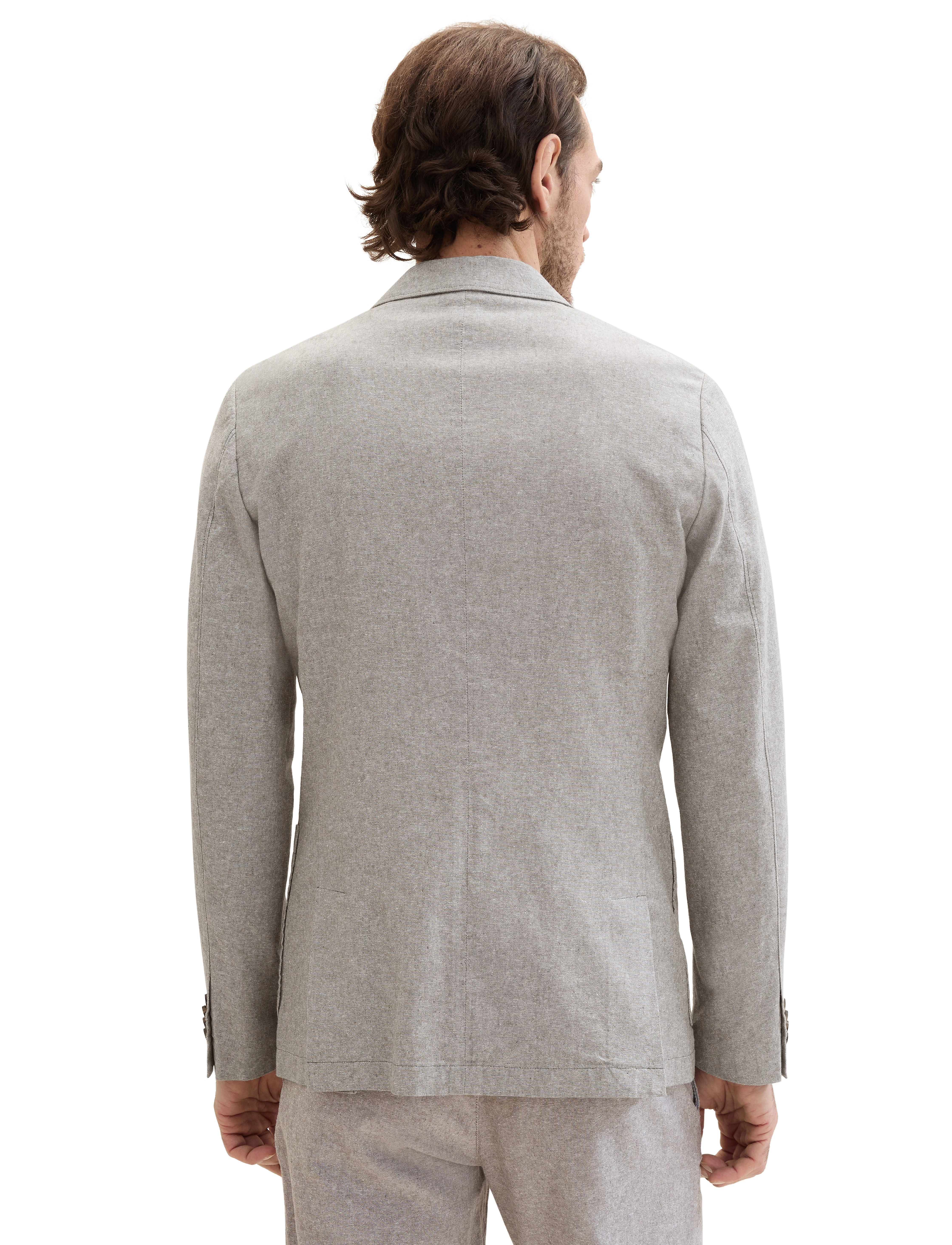 Tom Tailor - cotton linen blazer - smokey olive green chambray - 3
