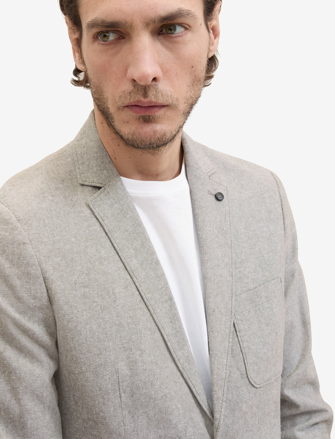 Tom Tailor - cotton linen blazer - smokey olive green chambray - 5