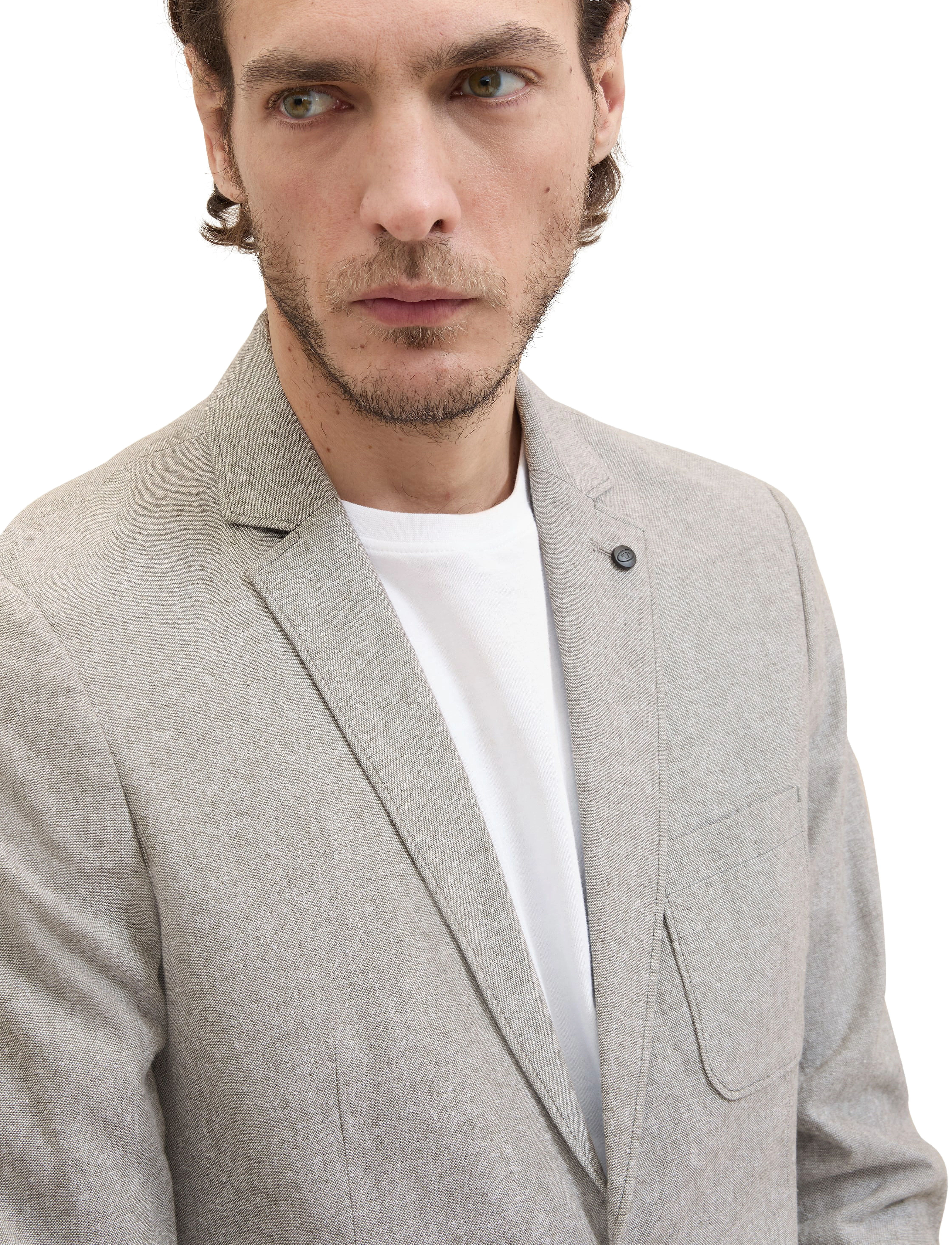 Tom Tailor - cotton linen blazer - smokey olive green chambray - 5