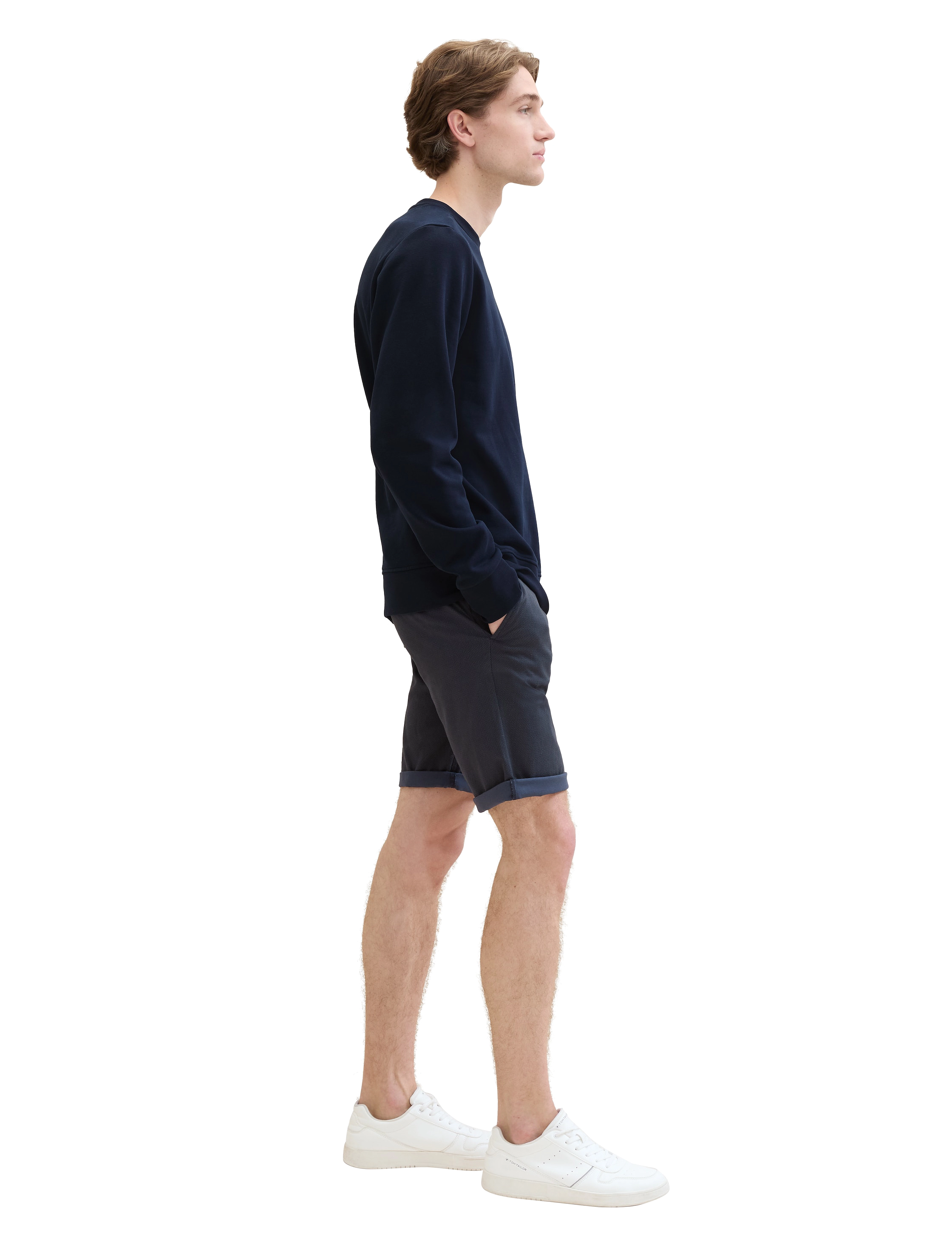 Tom Tailor - slim chino shorts - navy geometric structure - 3