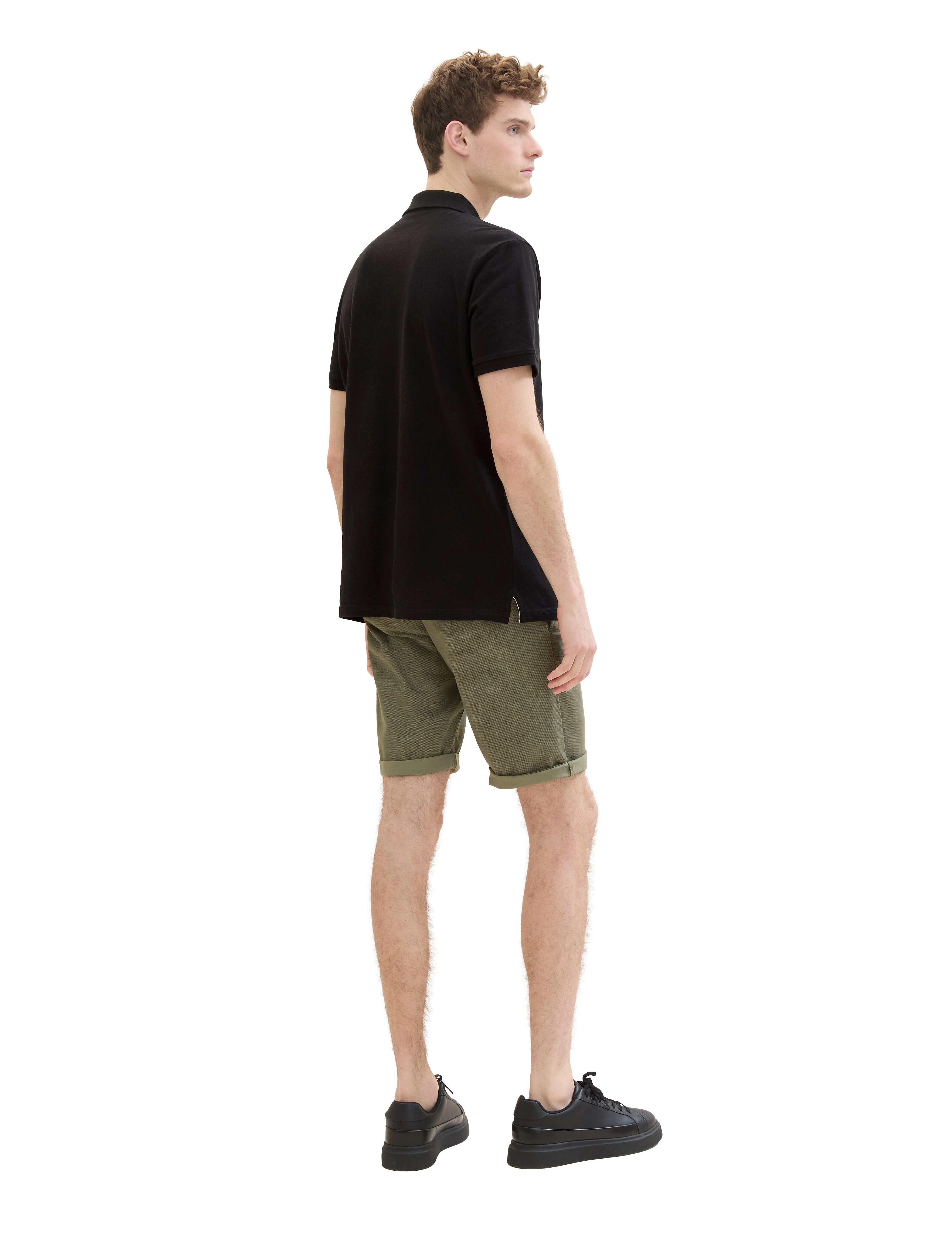 Tom Tailor - slim chino shorts - olive geometric structure - 3