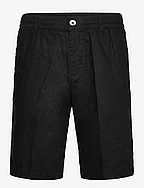 regular linen shorts - BLACK