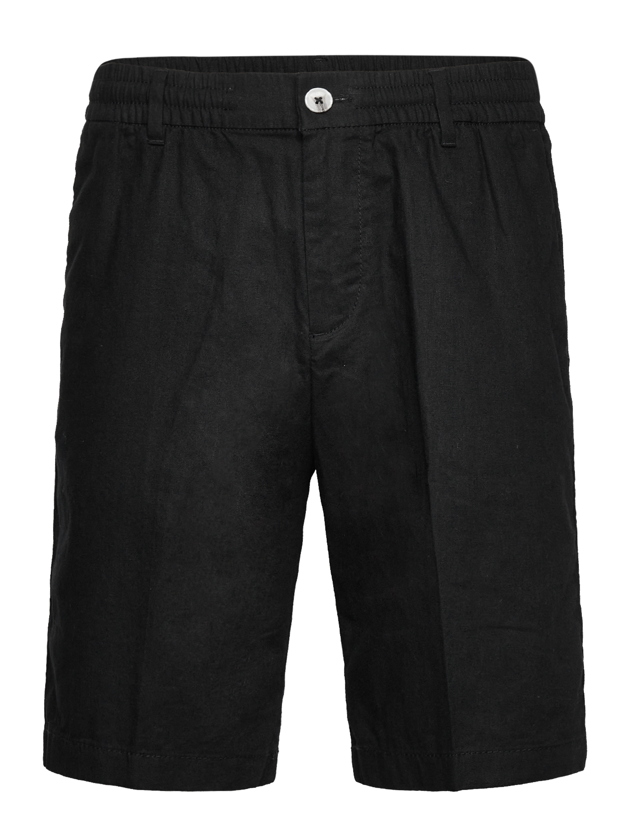 regular linen shorts - BLACK