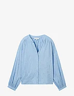 embroidered blouse - BLUE TONAL EMBROIDERY