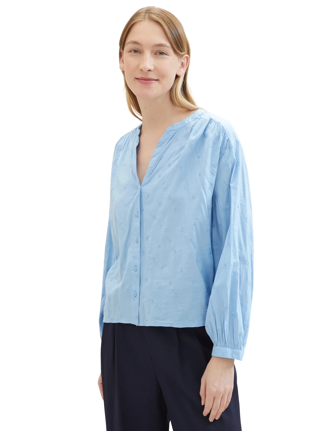Tom Tailor - embroidered blouse - langärmlige blusen - blue tonal embroidery - 1