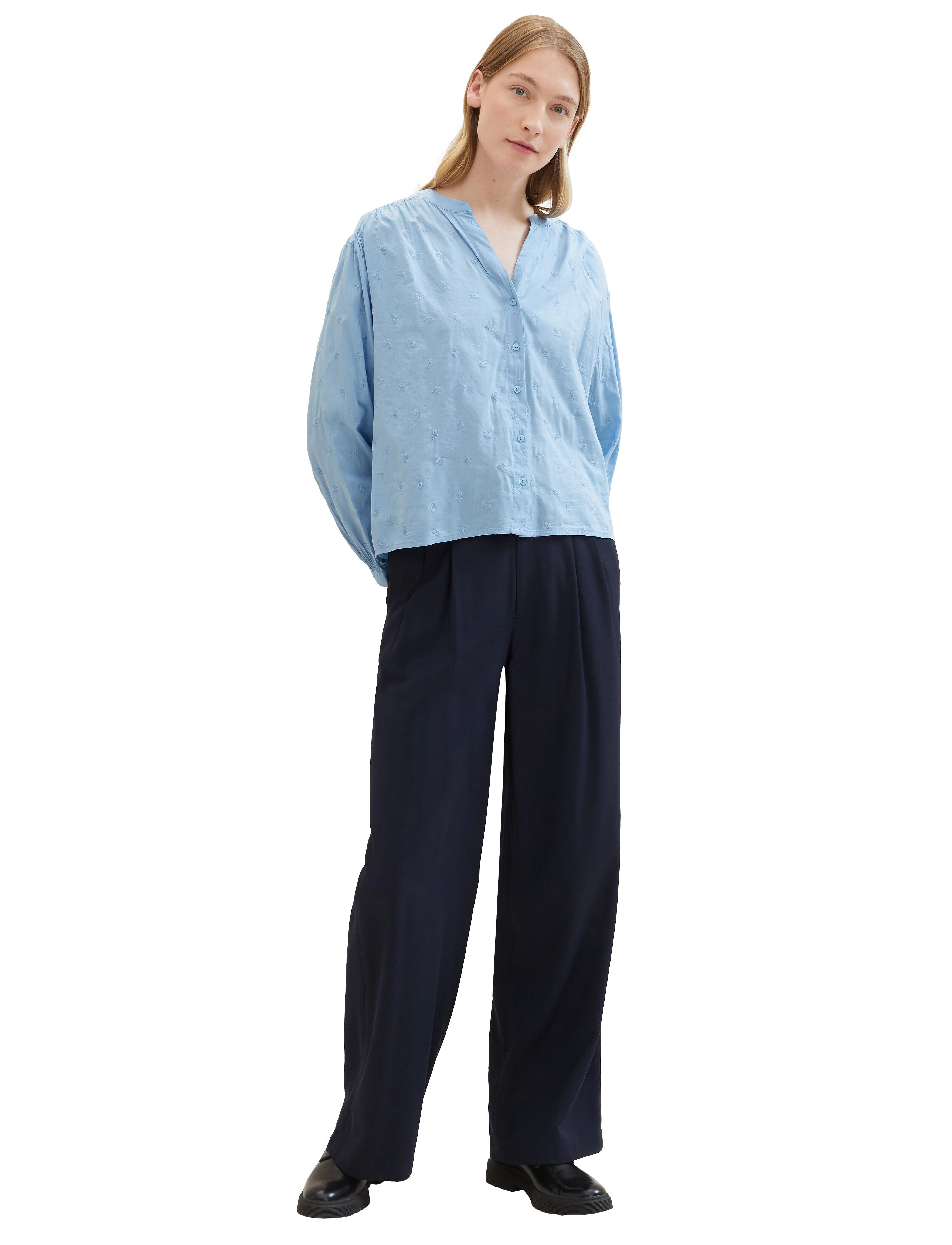 Tom Tailor - embroidered blouse - blue tonal embroidery - 2