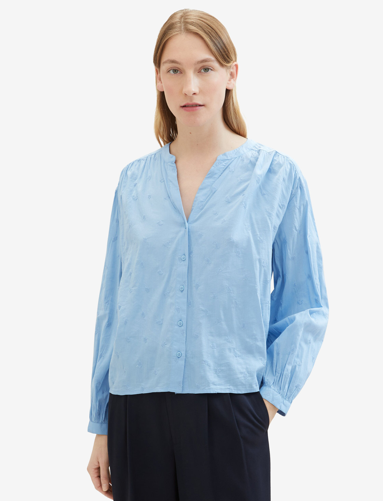 Tom Tailor - embroidered blouse - blue tonal embroidery - 4