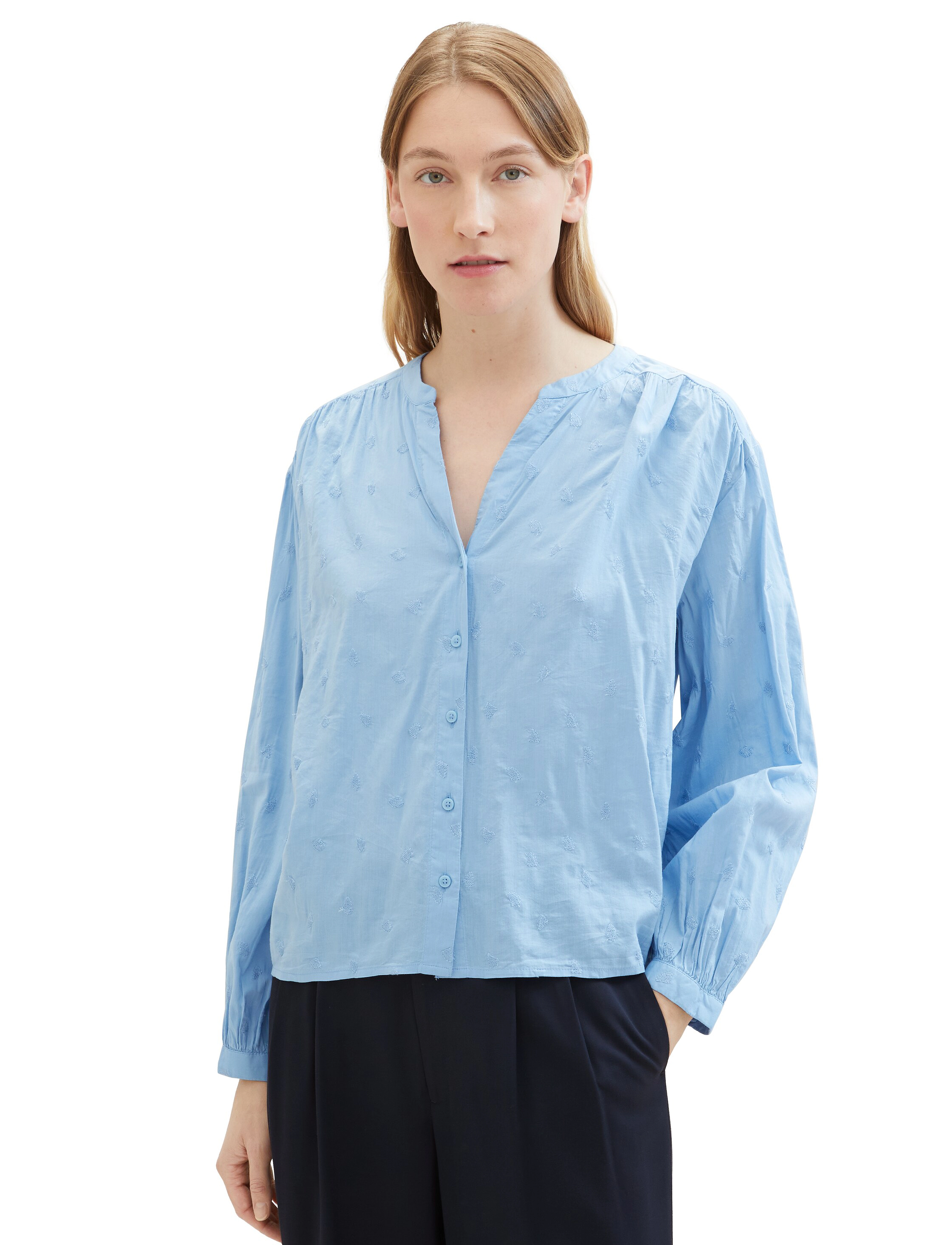 Tom Tailor - embroidered blouse - blue tonal embroidery - 4
