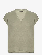 knit sleeveless v-neck - DESERT GREEN