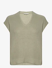 Tom Tailor - knit sleeveless v-neck - strikkevester - desert green - 0
