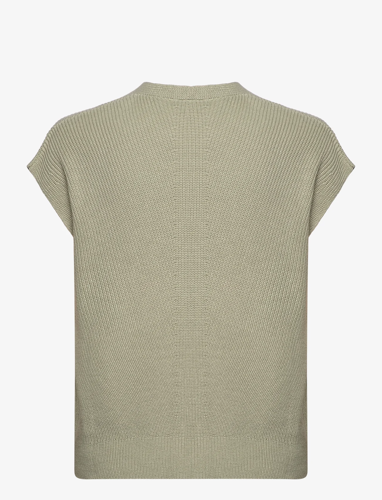 Tom Tailor - knit sleeveless v-neck - strikkevester - desert green - 1