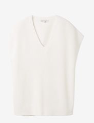 Tom Tailor - knit sleeveless v-neck - strikkevester - whisper white - 0