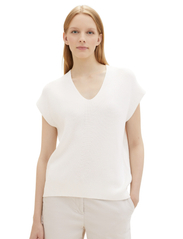 Tom Tailor - knit sleeveless v-neck - zemākās cenas - whisper white - 4