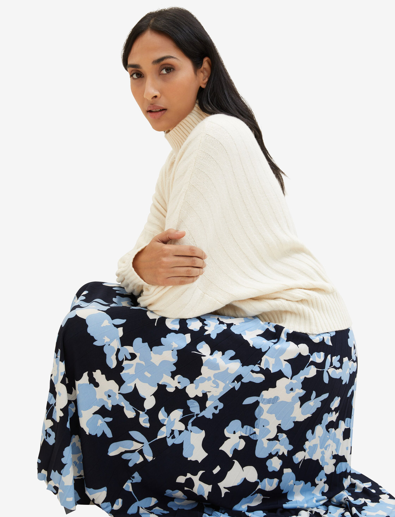 Tom Tailor - skirt plissee - blue cut floral design - 3