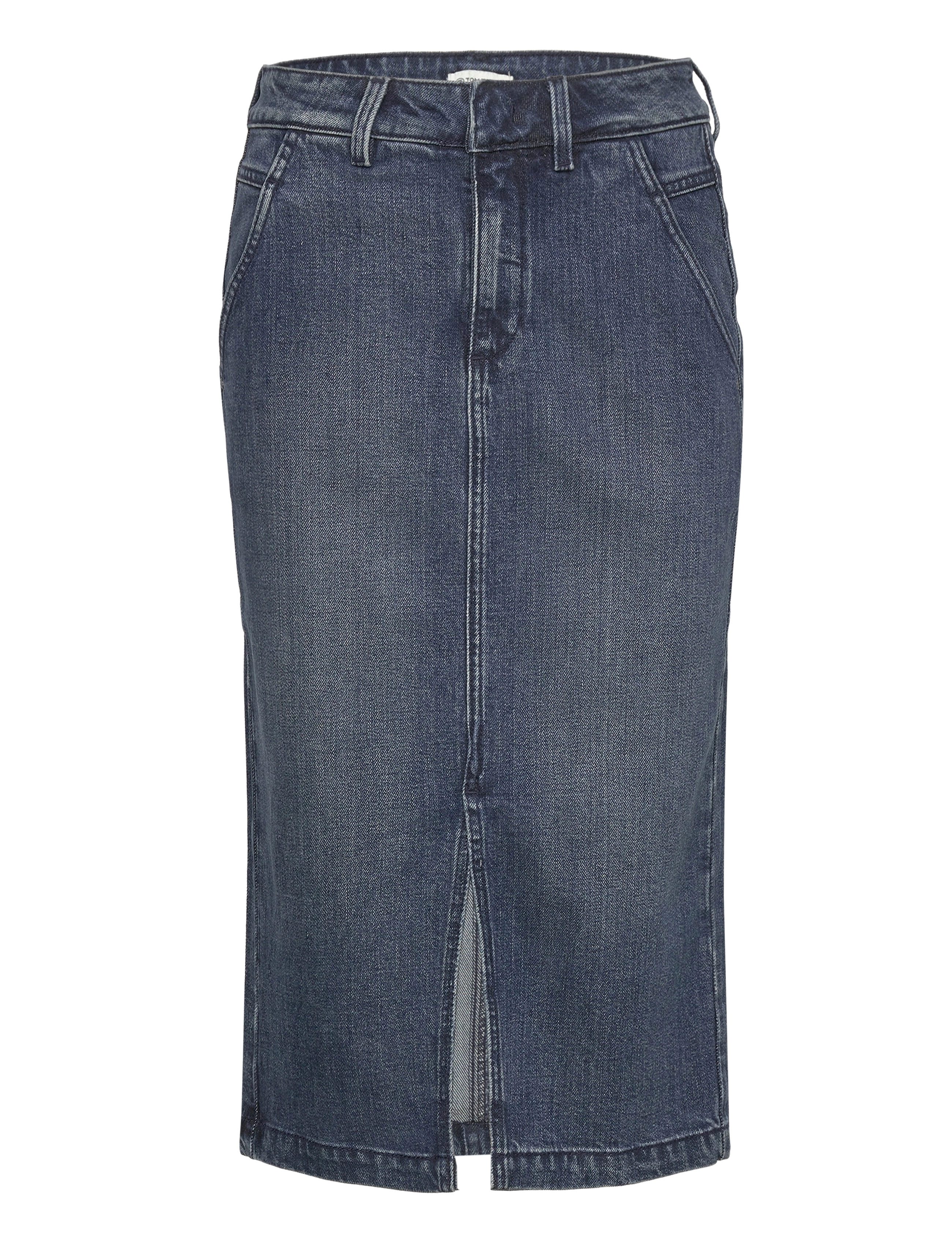 Tom Tailor - denim skirt with slit - clean dark stone blue denim - 1