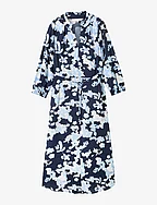 printed airblow dress - BLUE CUT FLORAL DESIGN