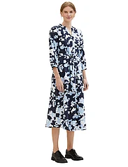Tom Tailor - printed airblow dress - summer dresses - blue cut floral design - 2
