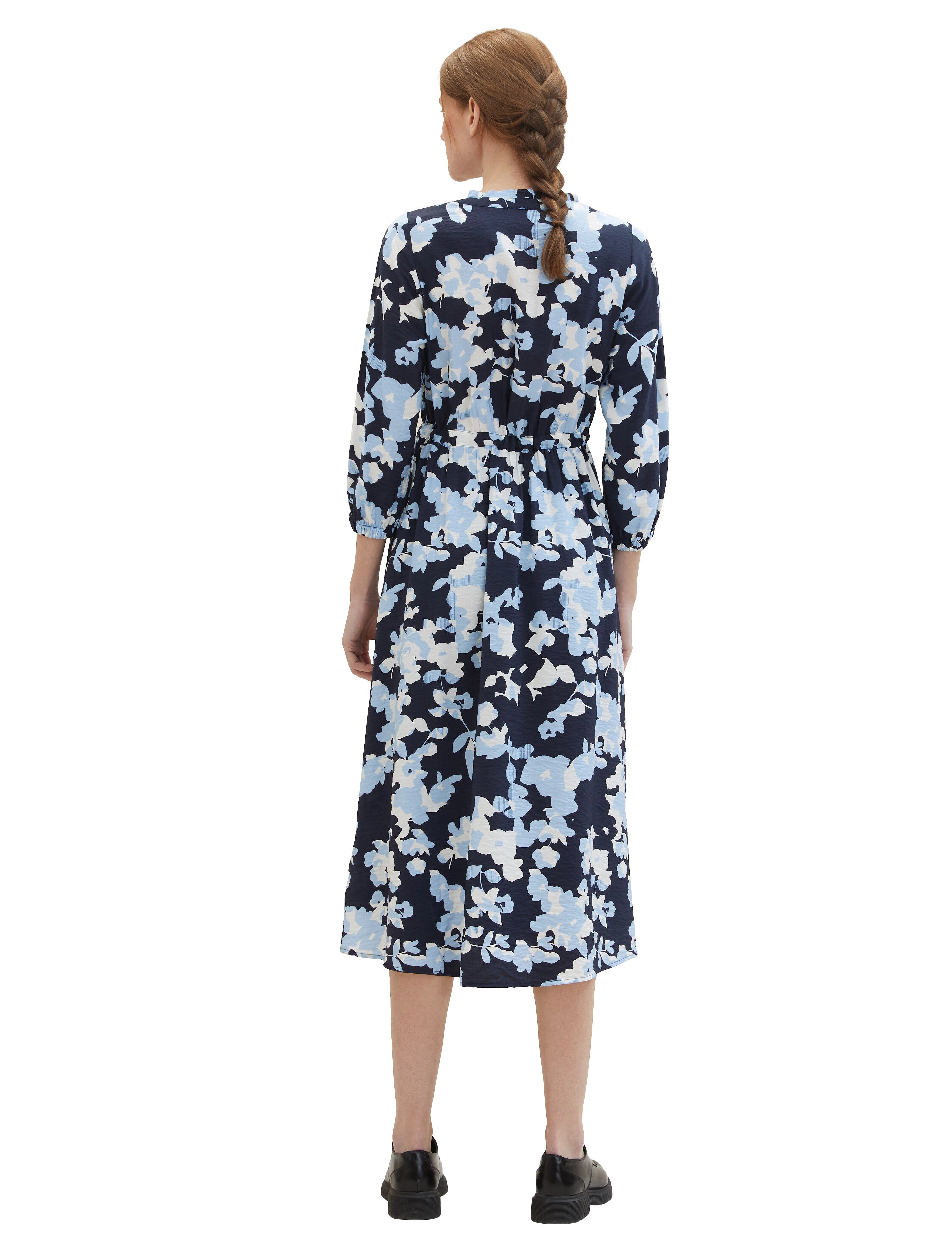 Tom Tailor - printed airblow dress - blue cut floral design - 3