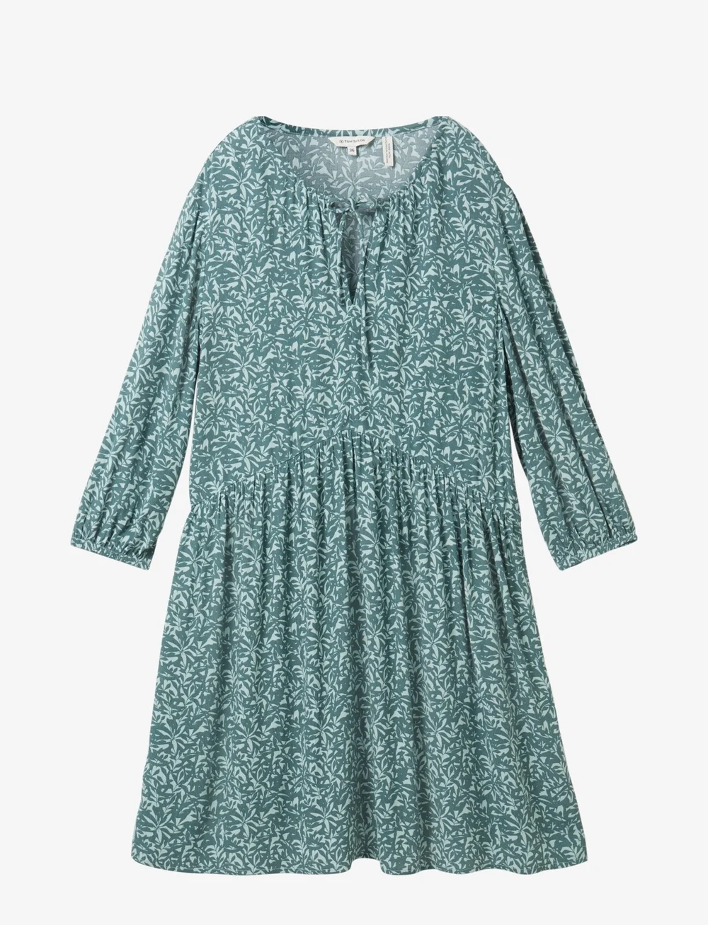 Tom Tailor - feminine printed dress - sommarklänningar - green abstract leaf print - 1