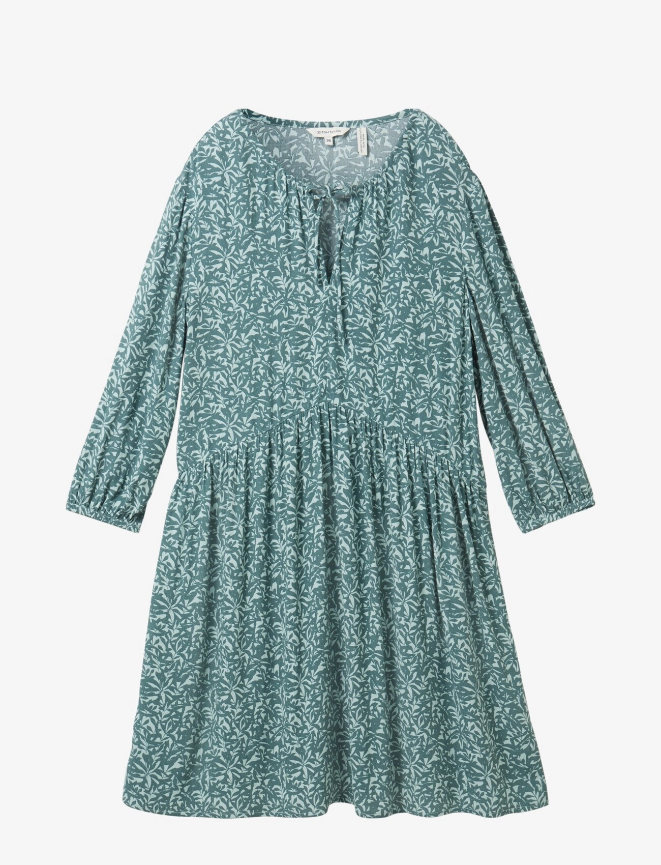Tom Tailor - feminine printed dress - green abstract leaf print - 1
